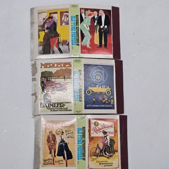 Vintage Old Tyme Posters Matches Box Collection 3 Boxes Includes 6 Original Imag - Picture 1 of 8